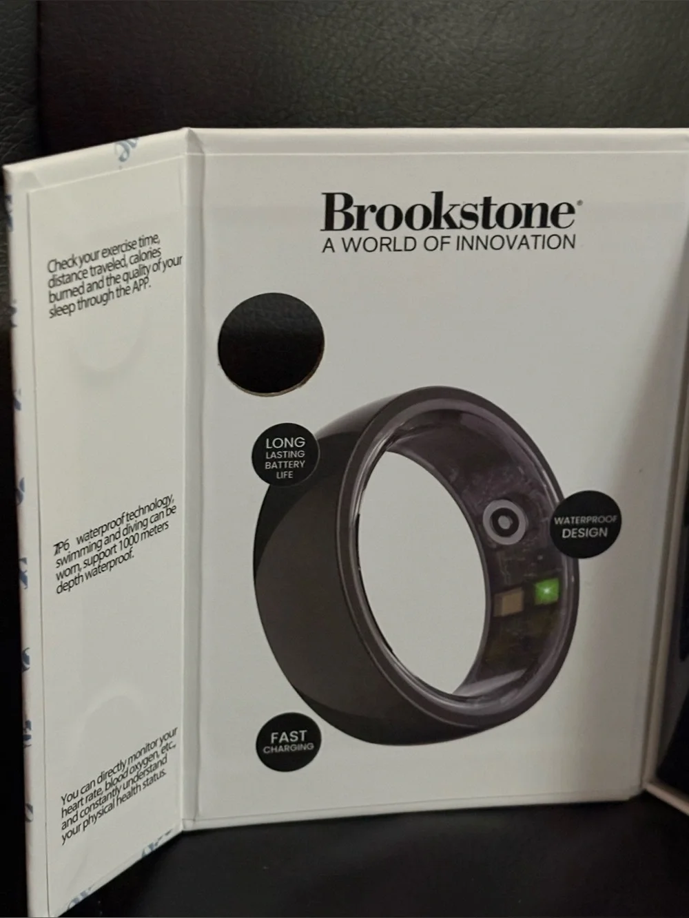 Brookstone Smart Ring Health Tracker - Black size 10